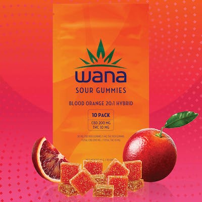 Wana Sour Gummies Blood Orange 20:1 10-pack